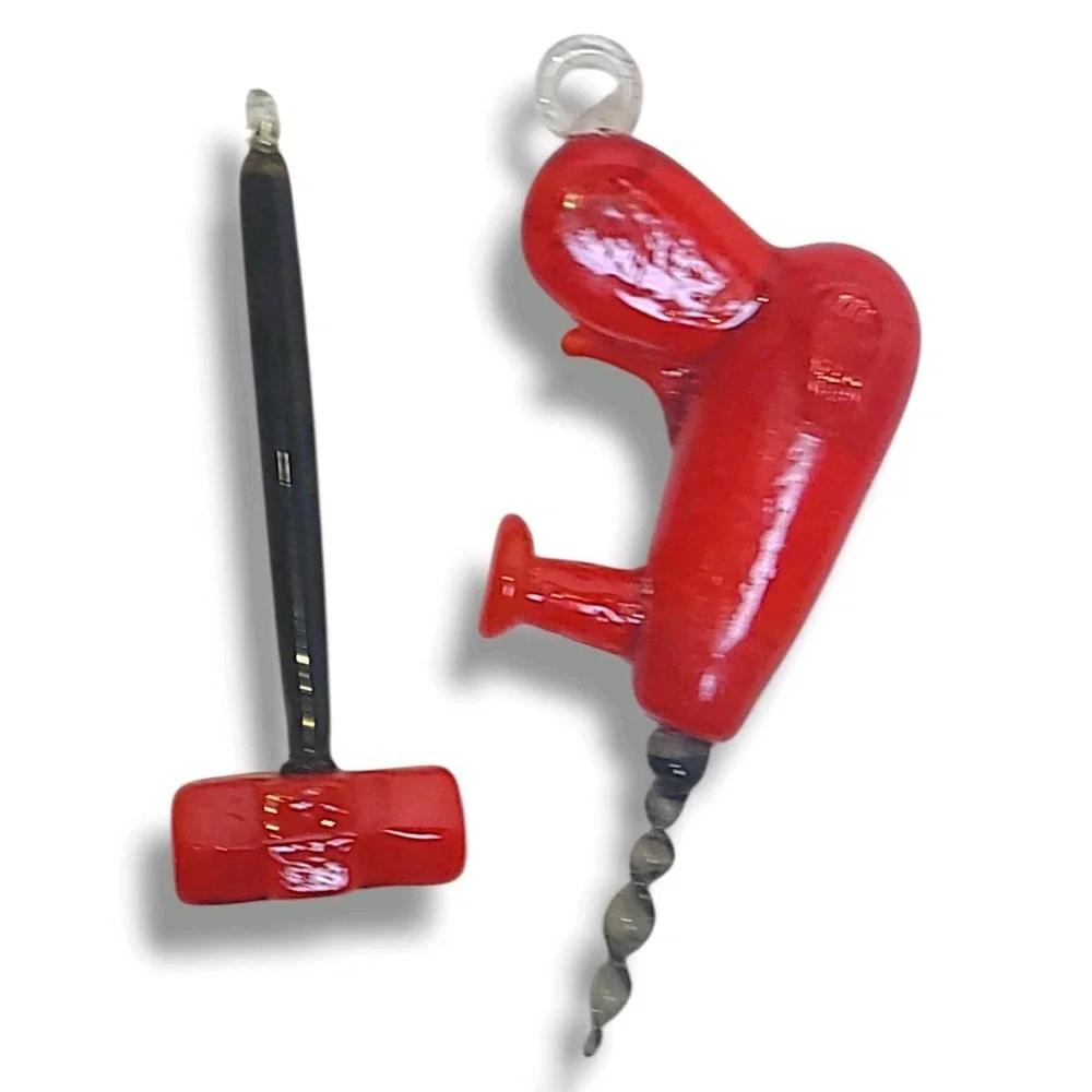 Hand Blown Glass‎ Christmas Ornaments Drill & Hammer Dad Tools